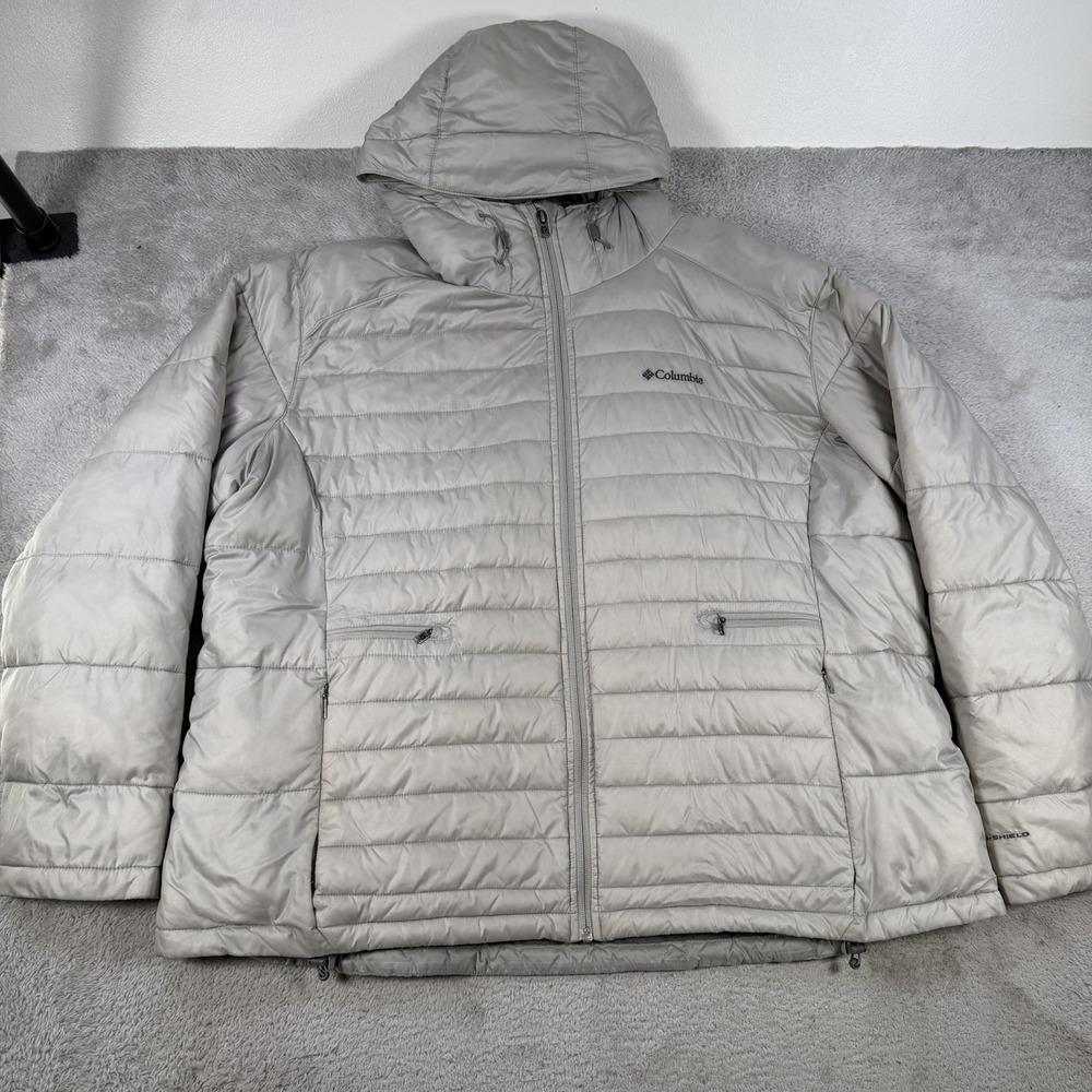 Columbia Jacket Mens 3XL Grey Puffer Full Zip Insulated Hooded Zip Omni Shield - Picture 1 of 10